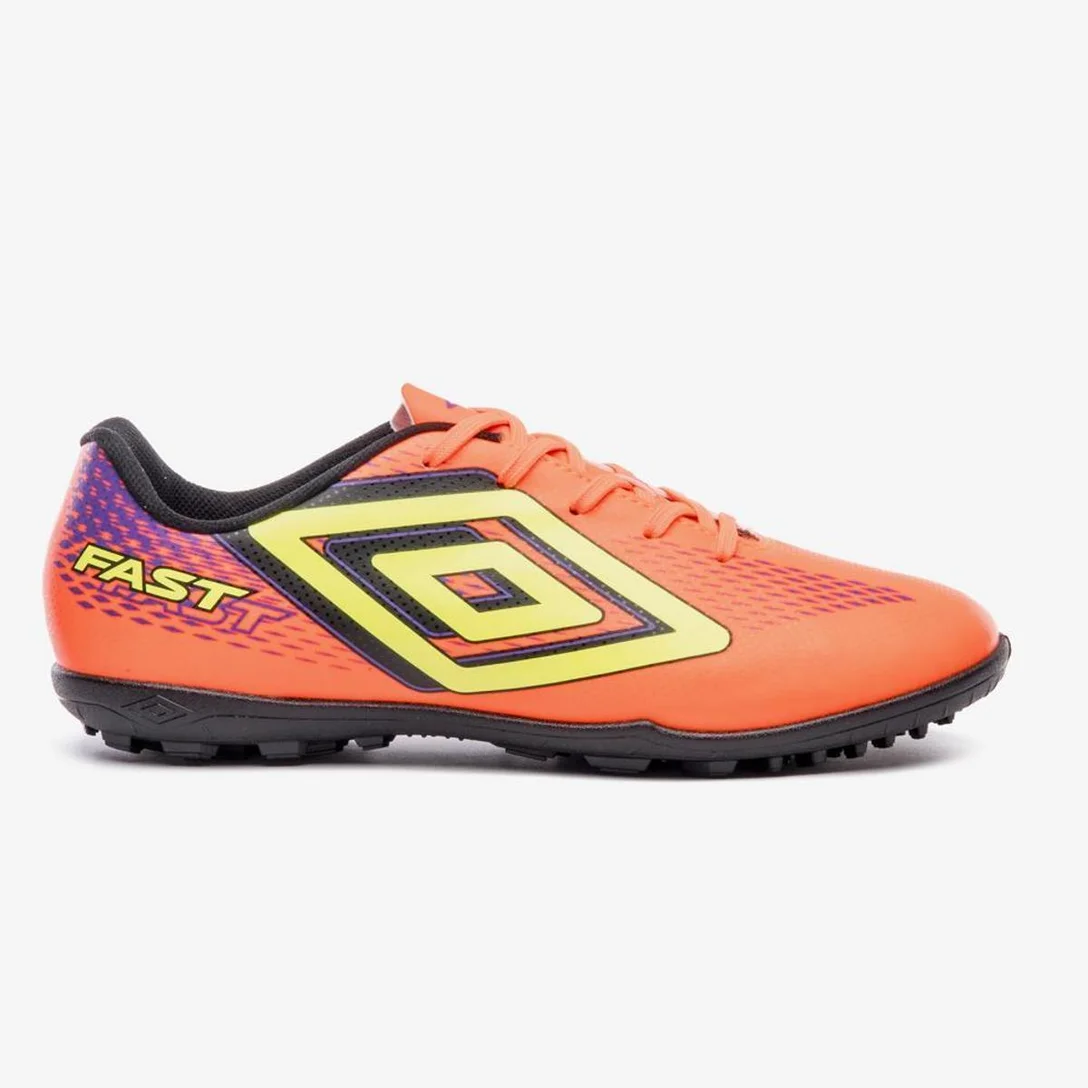 Chuteira Society Umbro Fast II - Coral/ Eletric