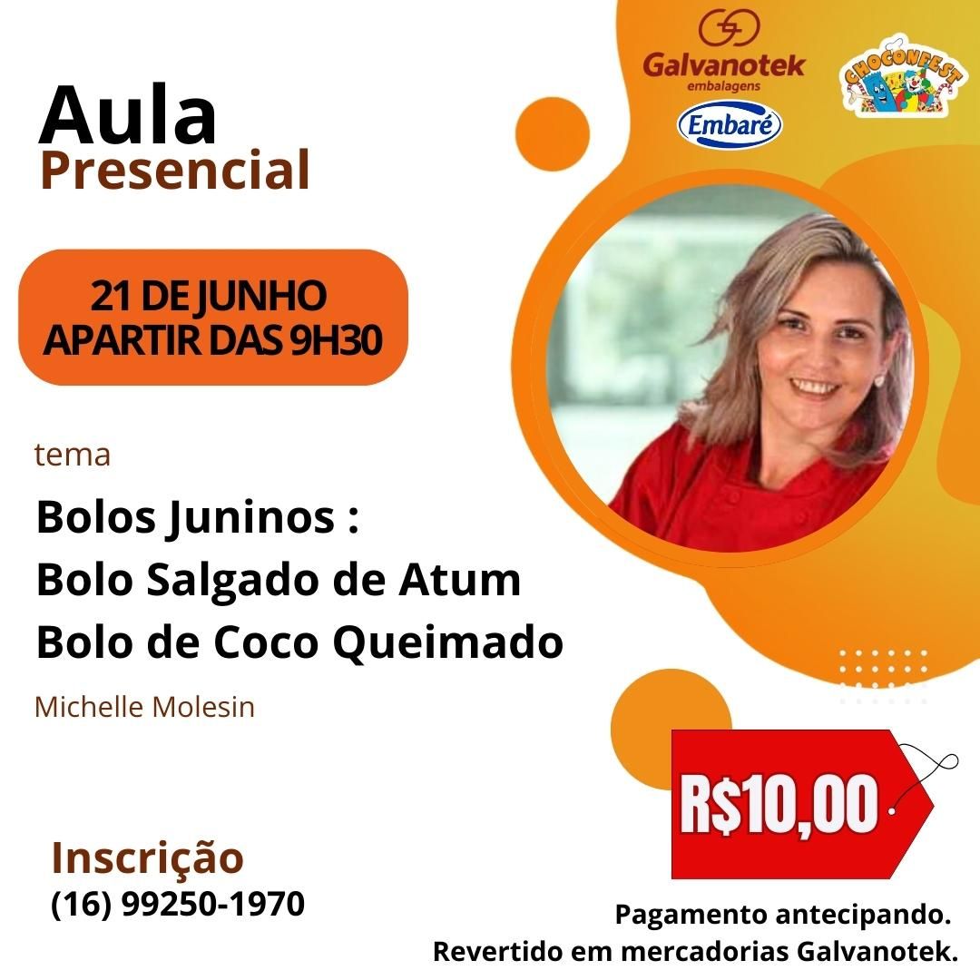 BOLOS JUNINOS: bolo salgado de atum e bolo de coco queimado com a prof Michelle Molesin da GALVANOTEK