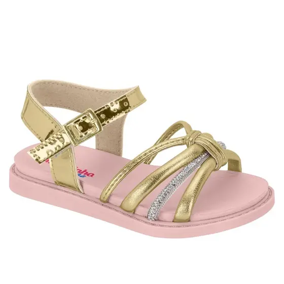 Sand�lia Infantil Molekinha Feminina 2714.229 - Dourado/ Niquel