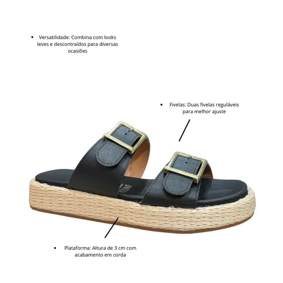 Chinelo Flatform Feminina Vizzano Fivela 6506.125 - Preto
