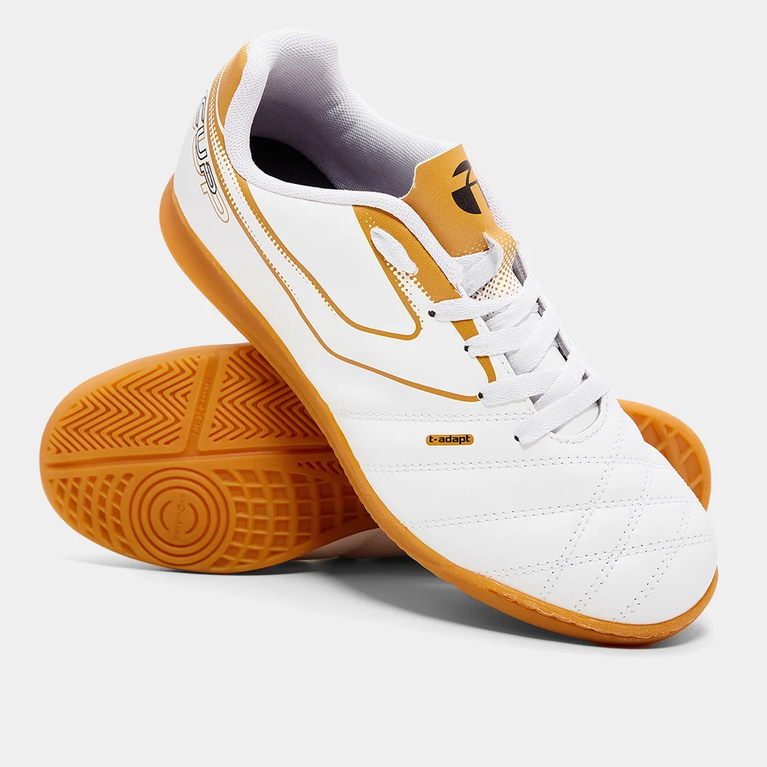 Chuteira Futsal Topper Cup VIII Unissex - Branco+dourado