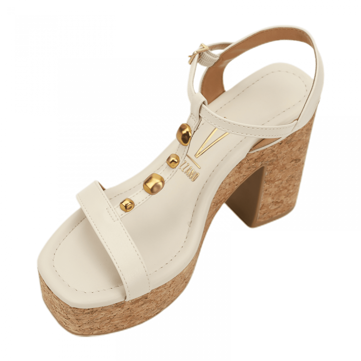 Sand�lia Feminina Salto Grosso Vizzano 6541.101 Off White