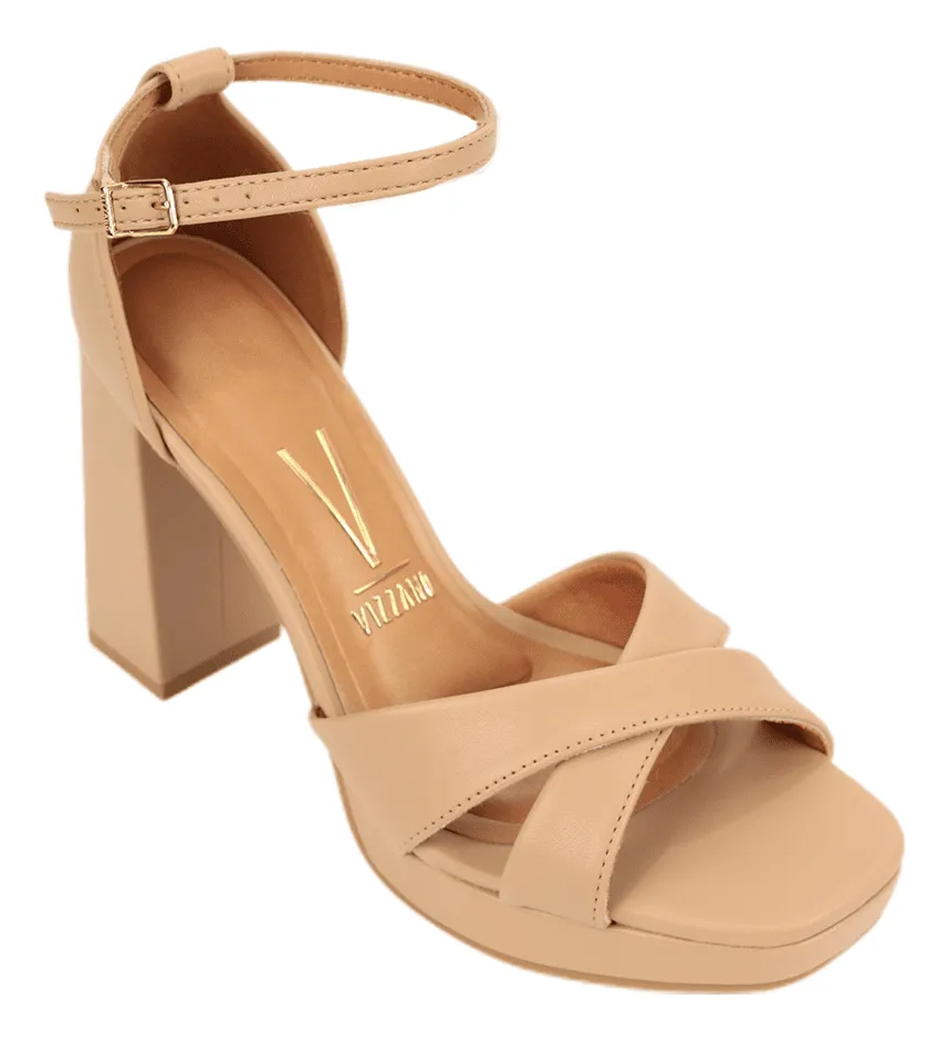 Sand�lia Feminina Salto Alto Grosso Vizzano 6551.103 - Bege