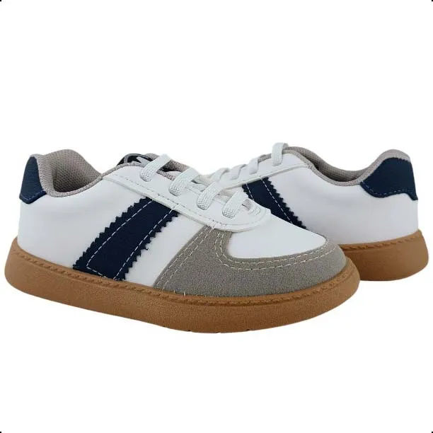 Tenis Casual Beb� Molekinho 2635.101 El�stico Sem Cadar�o - Branco/ Marinho