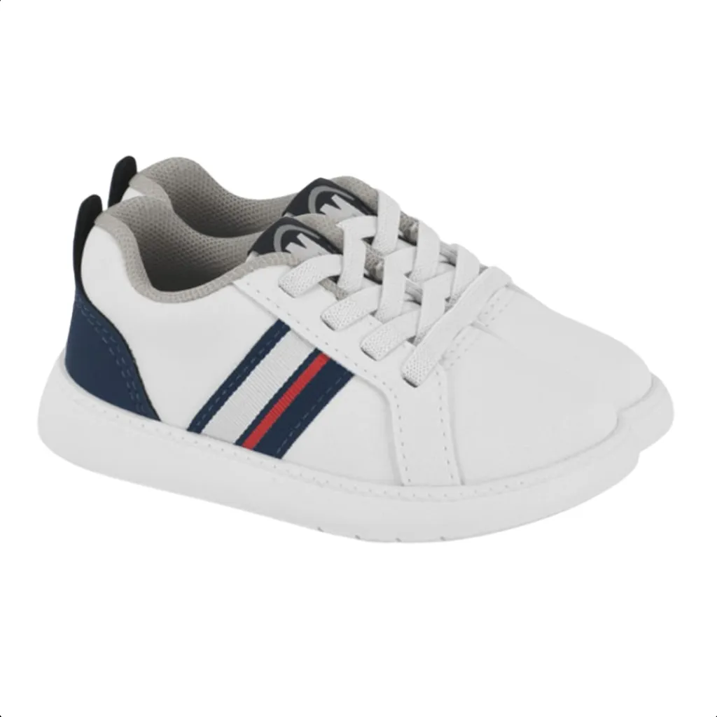 T�nis Infantil Casual Calce F�cil Menino Molekinho 2635.111 - Branco/ Marinho