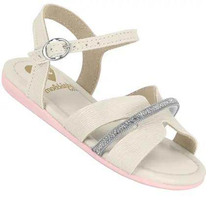 Sandalia Infantil Molekinha 2114.285 Meninas - Branco Off Hologr�fico