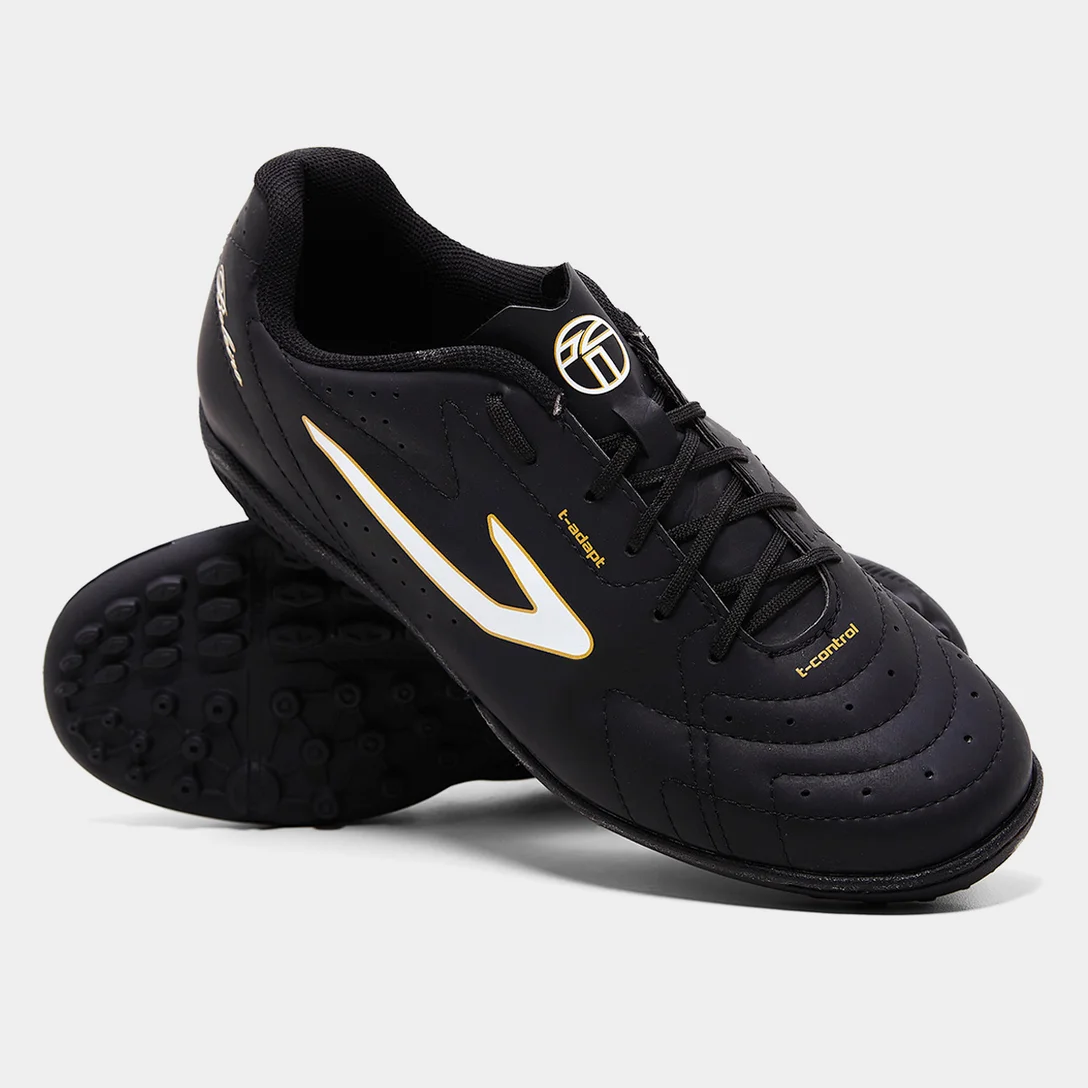 Chuteira Society Topper Boleiro VI Masculina - Preto/ Branco/ Dourado