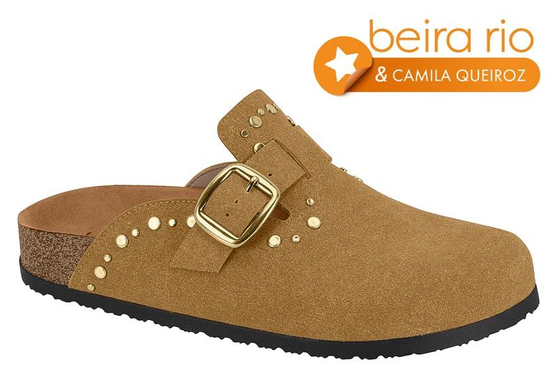 Beira Rio 4336.103 -  Nas cores Preto, Branco Off e Caramelo