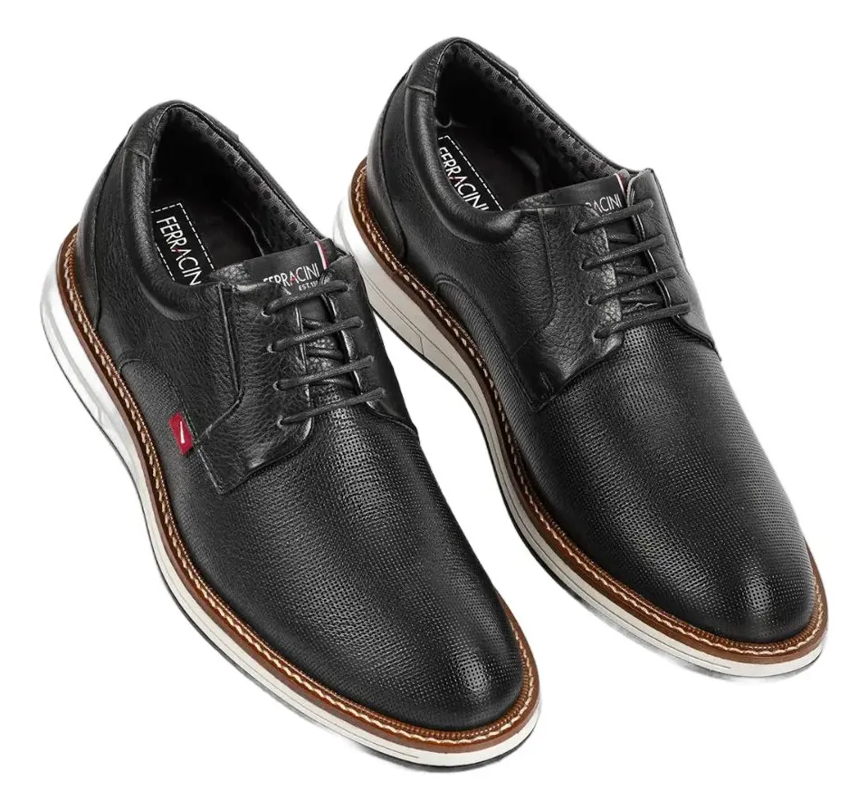 Sapato Ferracini Social Oxford Kingston Couro 6152-675g - Easy Preto